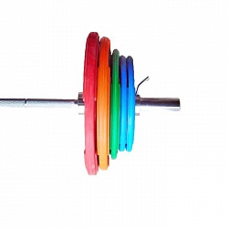 картинка Штанга «Олимпийская» 150 кг в комплекте с цветными дисками 