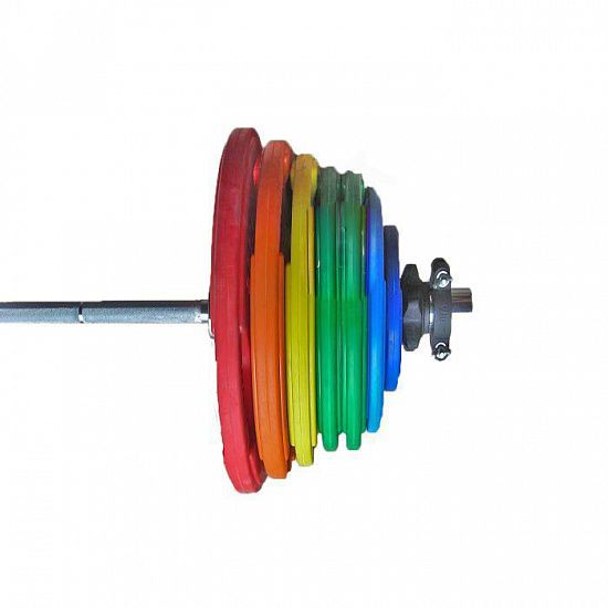 картинка Штанга «Олимпийская» 265 кг в комплекте с цветными дисками  - Увеличенное фото 